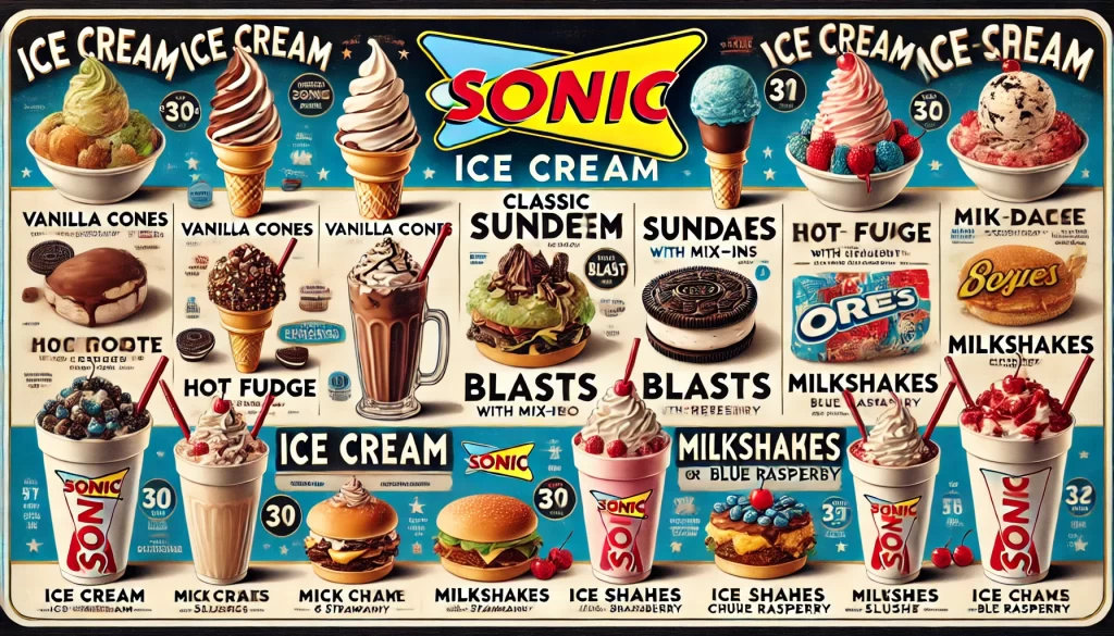 Sonic Ice Cream Menu and Prices